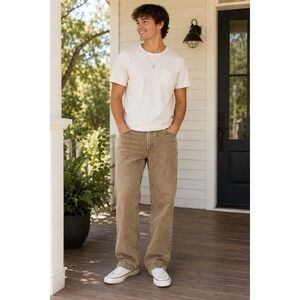 NEW Levi's 555 Relaxed Straight Jeans Size 33x30 Tan Garment Dye 100% Cotton